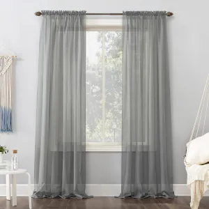 No. 918 53566 Emily Sheer Voile Rod Pocket Curtain Panel, 59" x 54", Charcoal