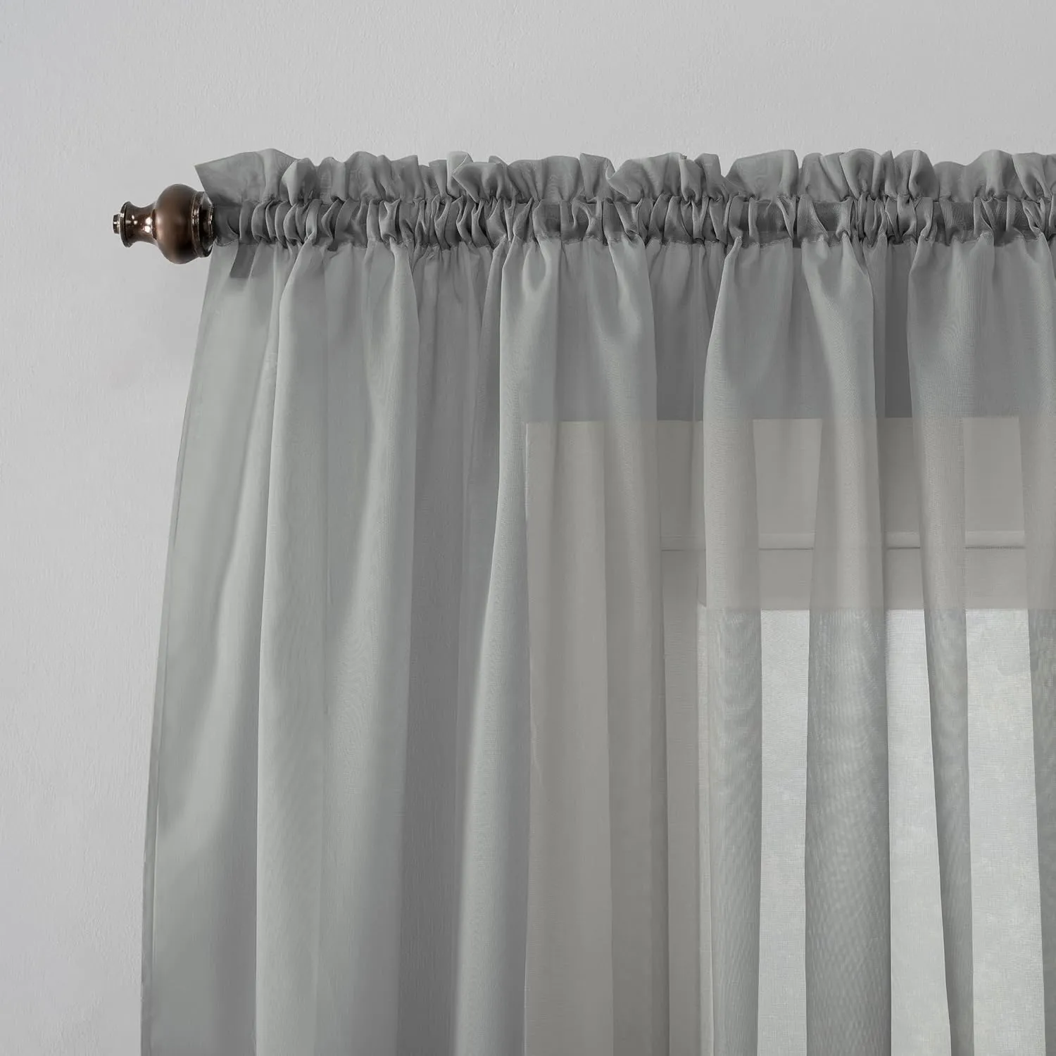 No. 918 53566 Emily Sheer Voile Rod Pocket Curtain Panel, 59" x 54", Charcoal