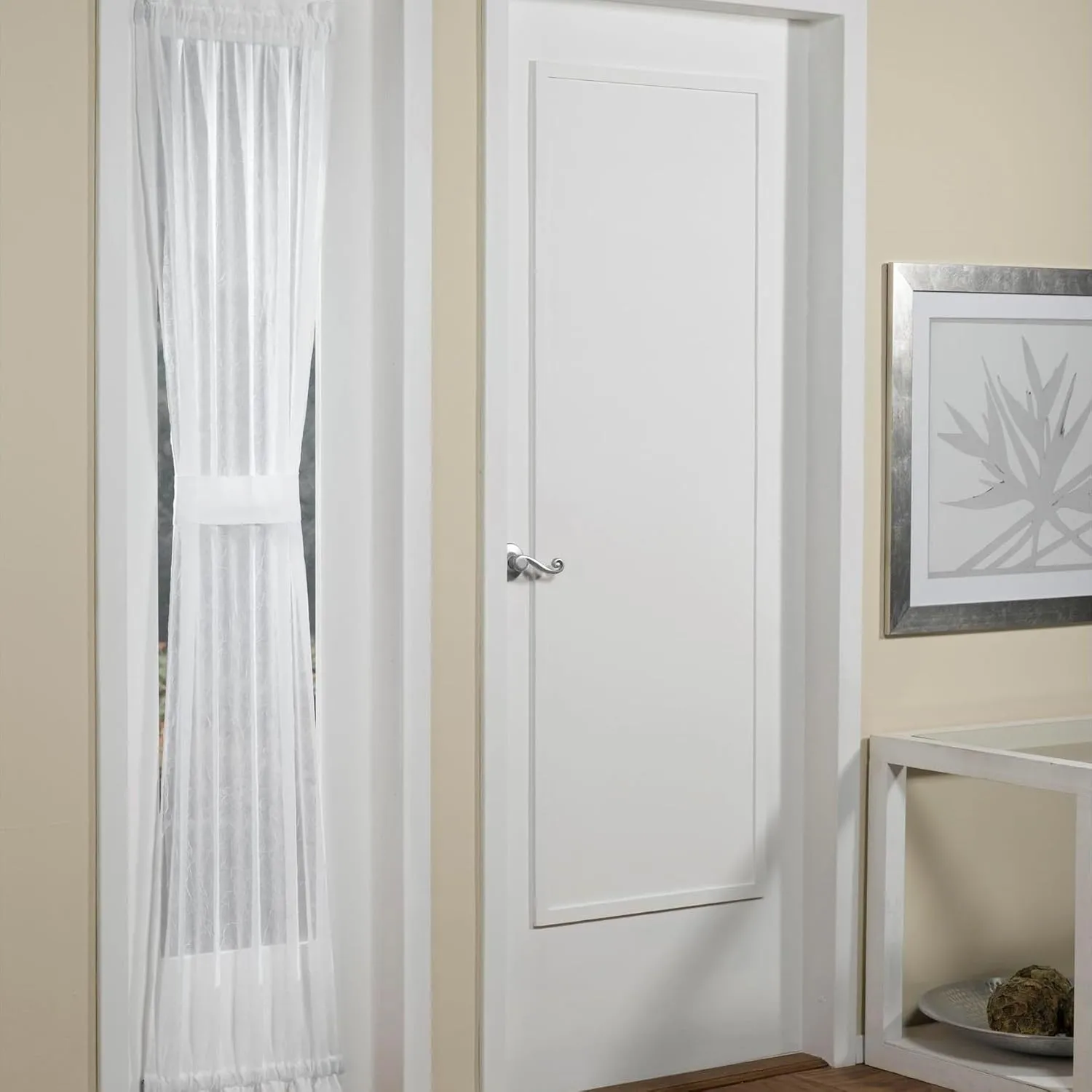 No. 918 Emily Sheer Voile Rod Pocket Door Sidelight Curtain Panel, 28" x 72", White