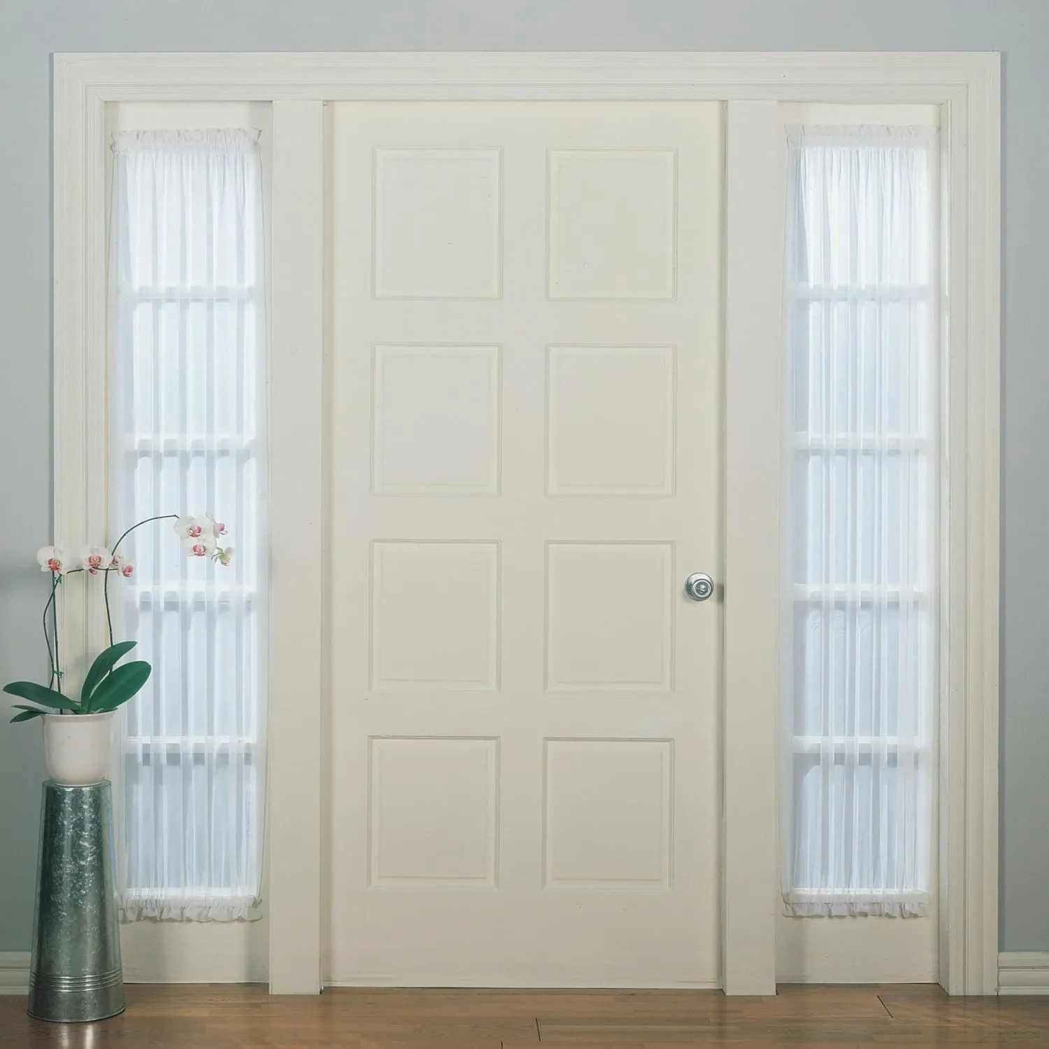 No. 918 Emily Sheer Voile Rod Pocket Door Sidelight Curtain Panel, 28" x 72", White