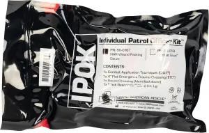 North American Rescue Individual Patrol Officer Kit IPOK (Gauze) NAR Compact First Aid with C-A-T Tourniquet, ETD, Gauze, Gloves (80-0167)