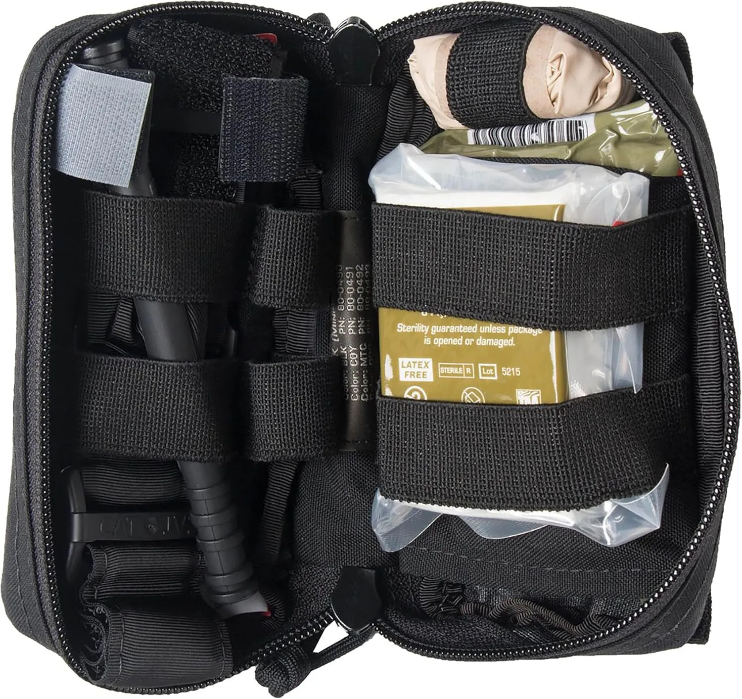 North American Rescue M-FAK Mini First Aid Kit (Black) NAR First Responders MFAK Compact Medical Bag with C-A-T Tourniquet, Chest Seal, ETD, Gauze (80-0494)