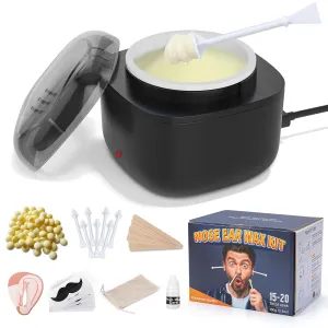 Nose Wax Kit Men, Nose and Ear Hair Waxing Kit with 100g Wax, 40 Applicators, Ear Hair Removal Kit, 20 Uses, USB Fast Heat, Smart Constant Temp, Upgraded Size, Multi-Accessories, White