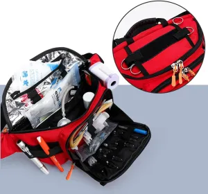 Nylon Tactical First Aid Kit for Outdoor Travel Camping Hiking First Aid Utility Pouch Emergency Trauma First Aid Bag for Military, Camping, Hiking, Survival and Car Use, 32X17X12CM, Red