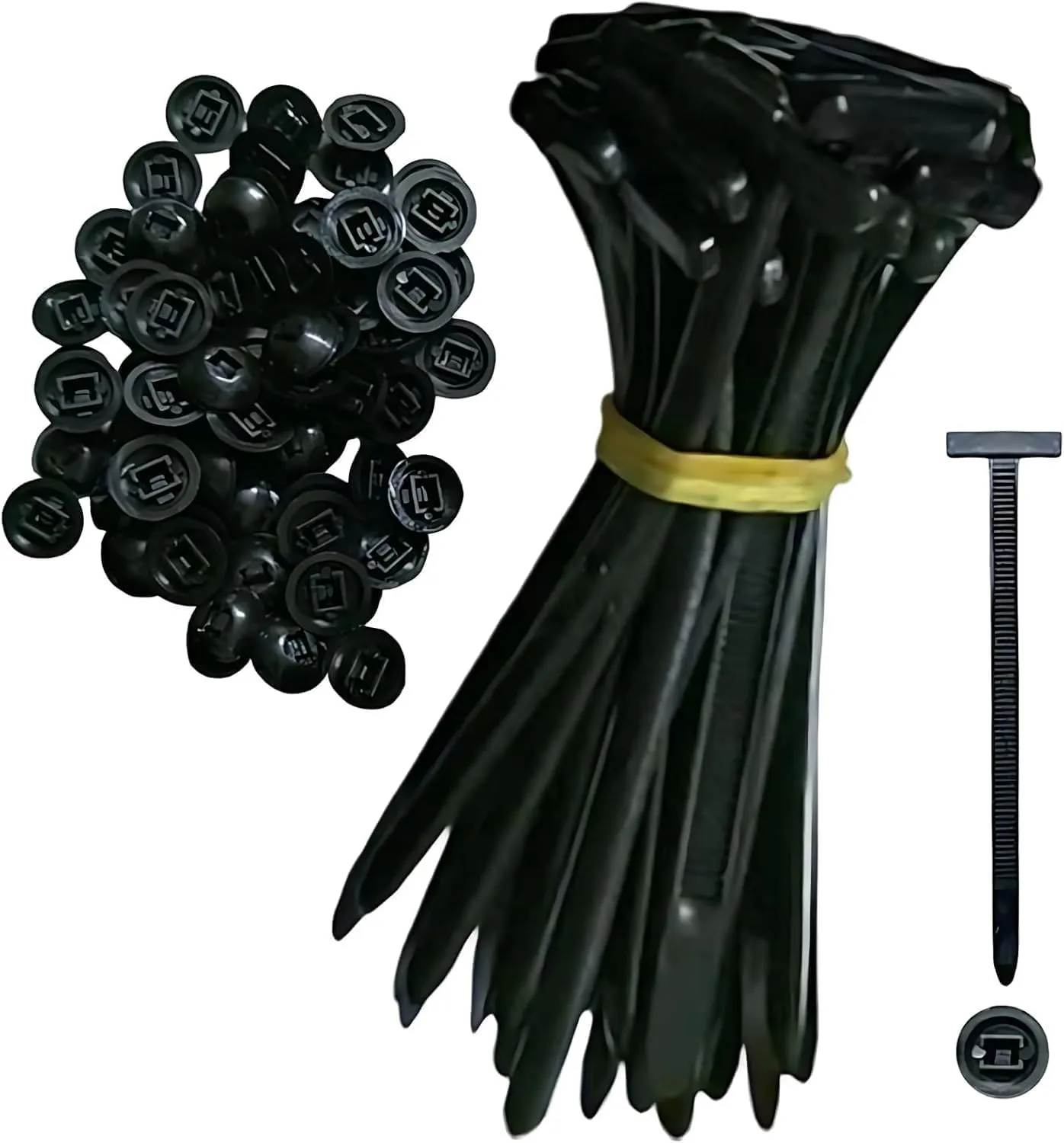 Nylon Universal Cable Tie Buckle, Heavy Duty Self-Locking Nylon Zip Ties Holder, Multipurpose Plastic Cable Ties Tool for Car Daily Repair (100Pcs)
