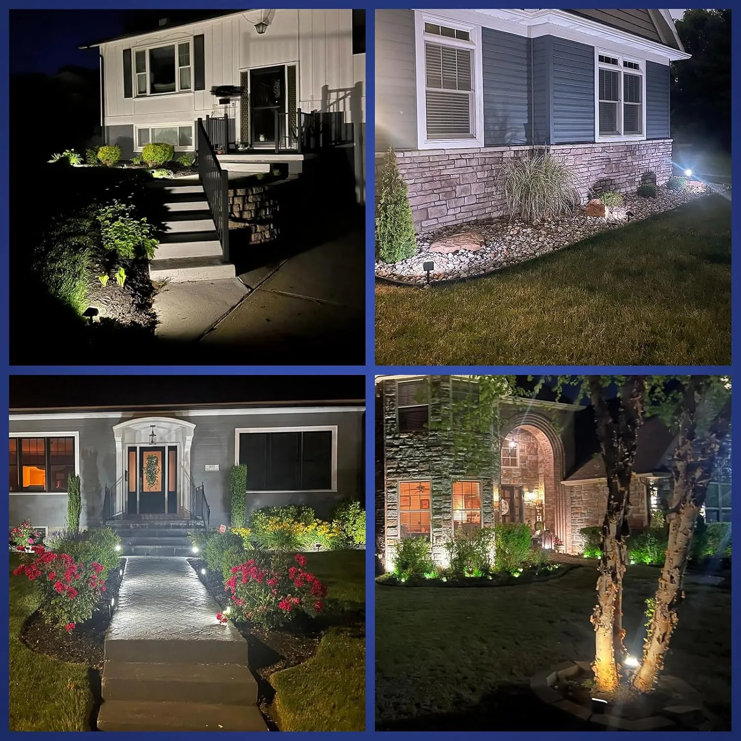 NYMPHY Solar Lights Outdoor Waterproof IP68, 56 LED 3 Lighting Modes Solar Powered Garden Yard Spot Solar Lights for Outside Landscape- 6 Pack (Cool White)