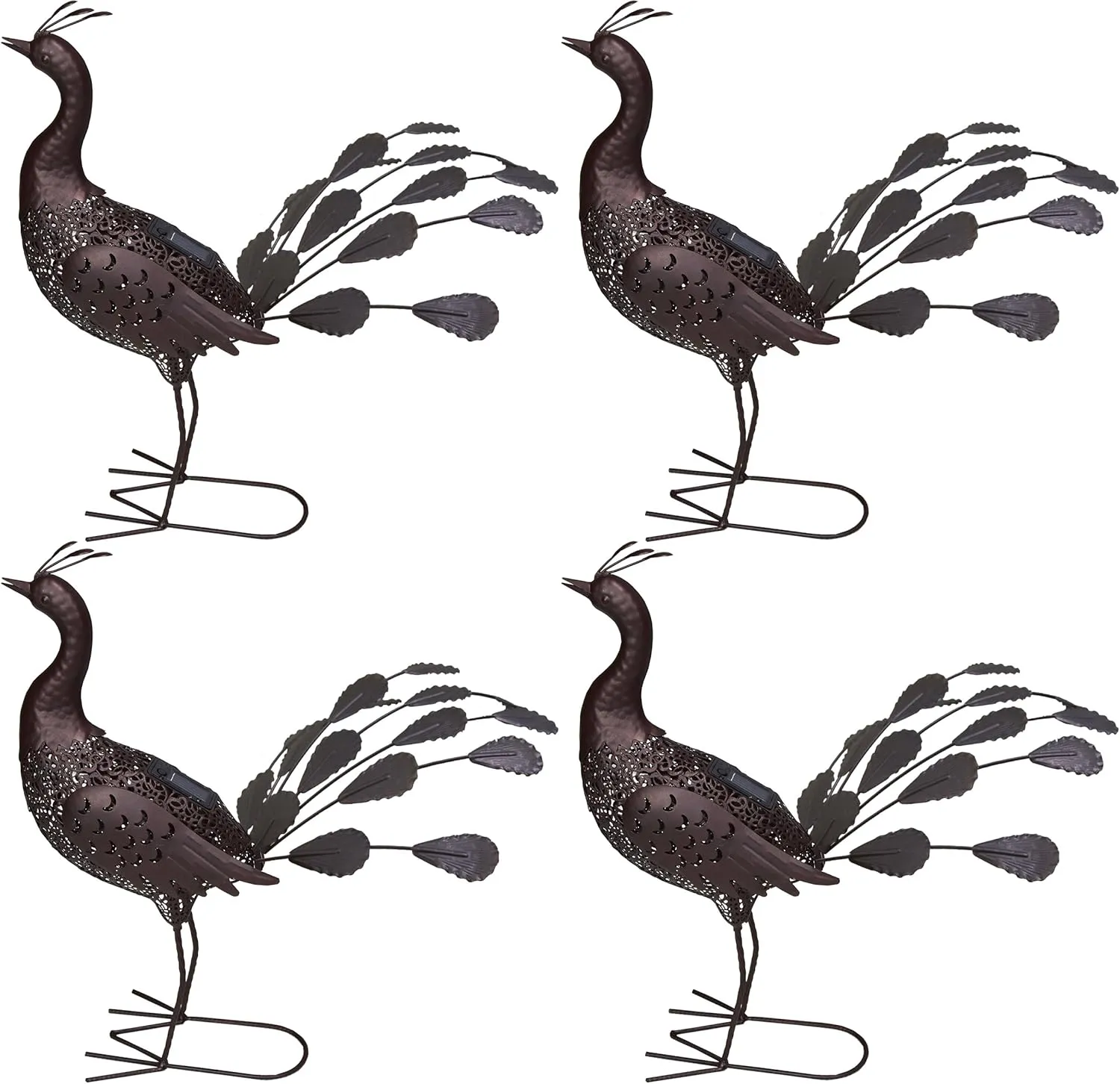 Oakland Living AZ650264-PEACOCK-4-HB Peacock Animal Solar Light Statue, Hammer Tone Bronze