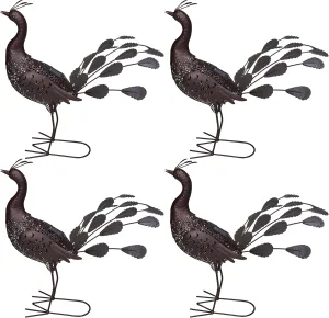 Oakland Living AZ650264-PEACOCK-4-HB Peacock Animal Solar Light Statue, Hammer Tone Bronze