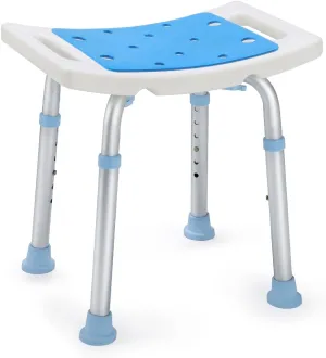 OasisSpace Shower Chair, Adjustable Bath Stool Chair for Inside Shower - Tool Free Anti-Slip Bench Bathtub Stool Seat with Durable Aluminum Legs for Elderly, Senior, Handicap & Disabled