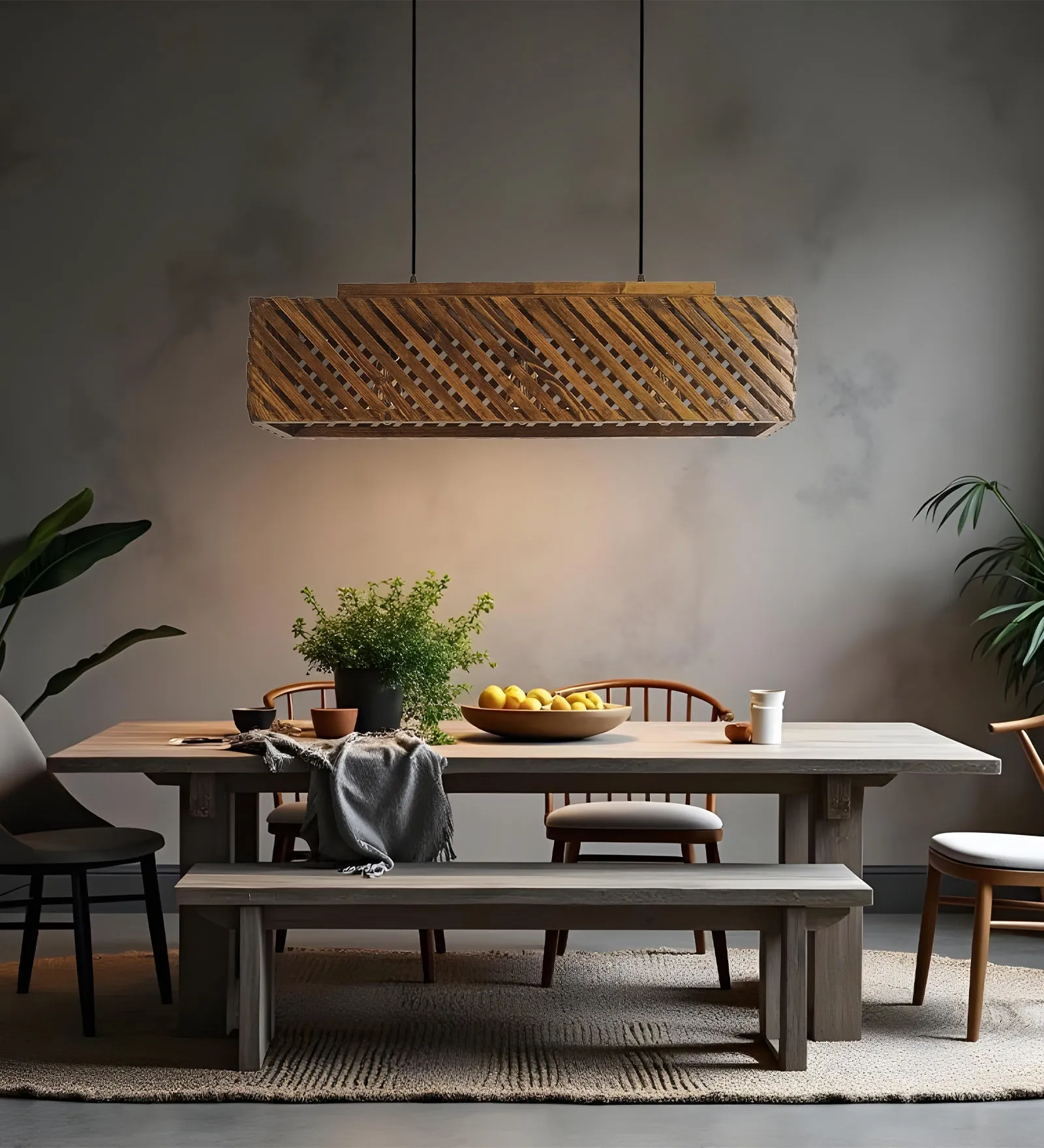 Oblique 36 Centrum Brown Wooden 3 Series Hanging Lamp