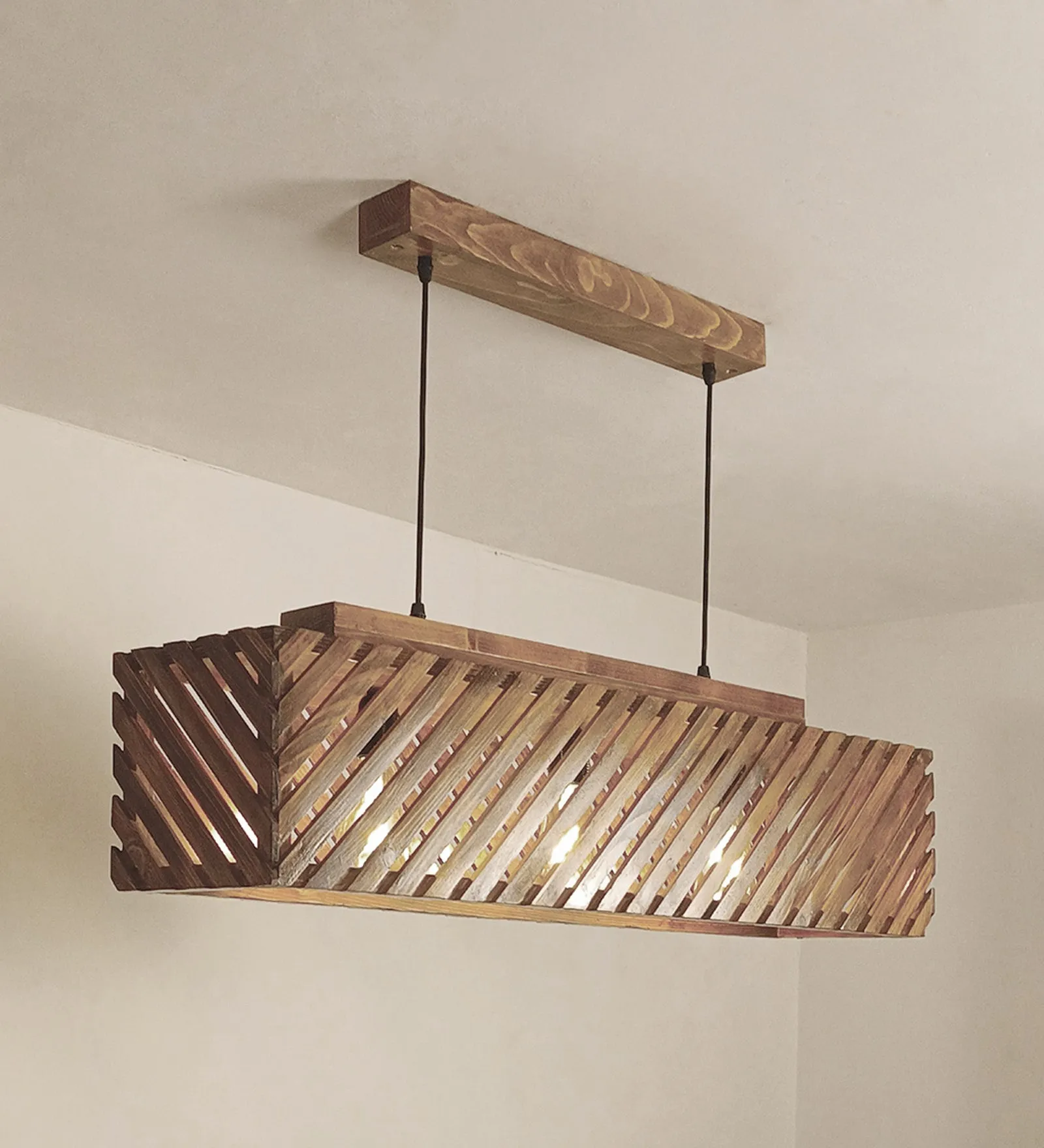 Oblique 36 Centrum Brown Wooden 3 Series Hanging Lamp