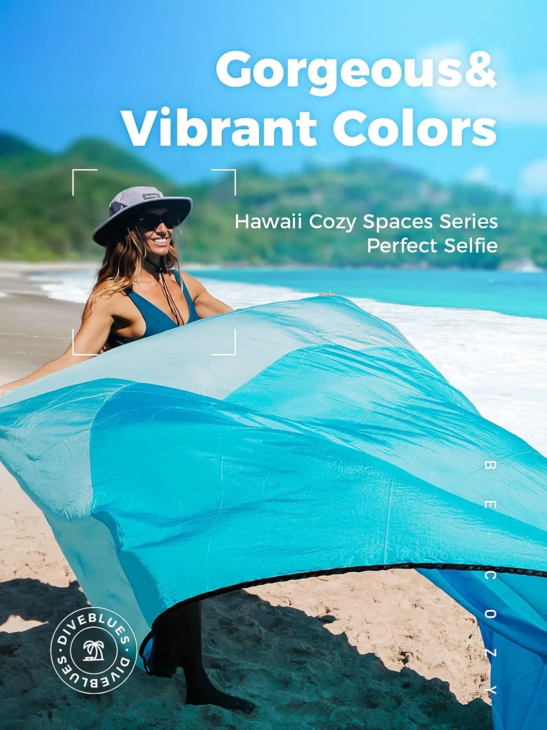 OCOOPA Extra Large Beach Blanket, Sand Free, Large Oversized Camping Mat, Comfortable Parachute Nylon, Cozy& Chic, Compact& Light, 4 Stakes&1 Travel Bag, S09