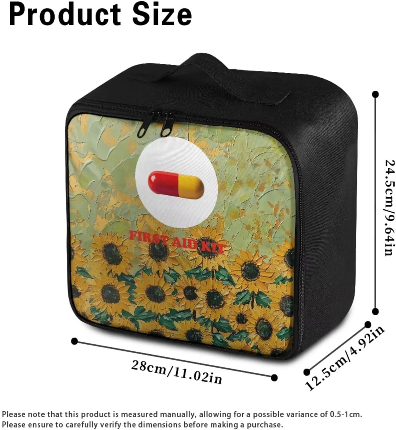 Oil Art Sunflower Print Medical kit Bag Empty-First Aid Kit-Medicine Organizer Bag-Medkit-Trauma Aid Kit,Camping-Hiking-Hunting Gear, Essential for Travel and Outdoor Activities (Bag Only)