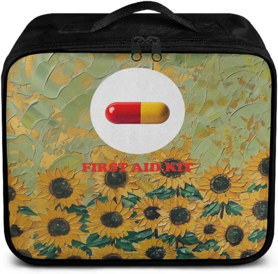 Oil Art Sunflower Print Medical kit Bag Empty-First Aid Kit-Medicine Organizer Bag-Medkit-Trauma Aid Kit,Camping-Hiking-Hunting Gear, Essential for Travel and Outdoor Activities (Bag Only)