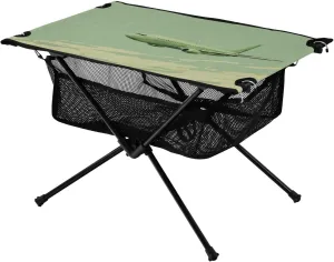 Oil Painting Green Aircraft Pattern Portable Camping Table,Outdoor Folding Table,Beach Table,Suitable for Camping,Hiking,Picnic