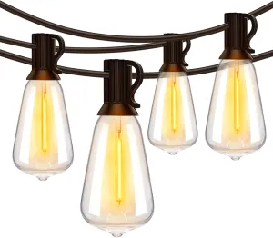 Ollny 50FT Outdoor String Lights, Shatterproof Connectable Patio Lights with 25 2 Spare ST38 Vintage Bulbs, 2200K Warm White Waterproof Outside Hanging Light for Camping Yard Gazebo Porch Balcony