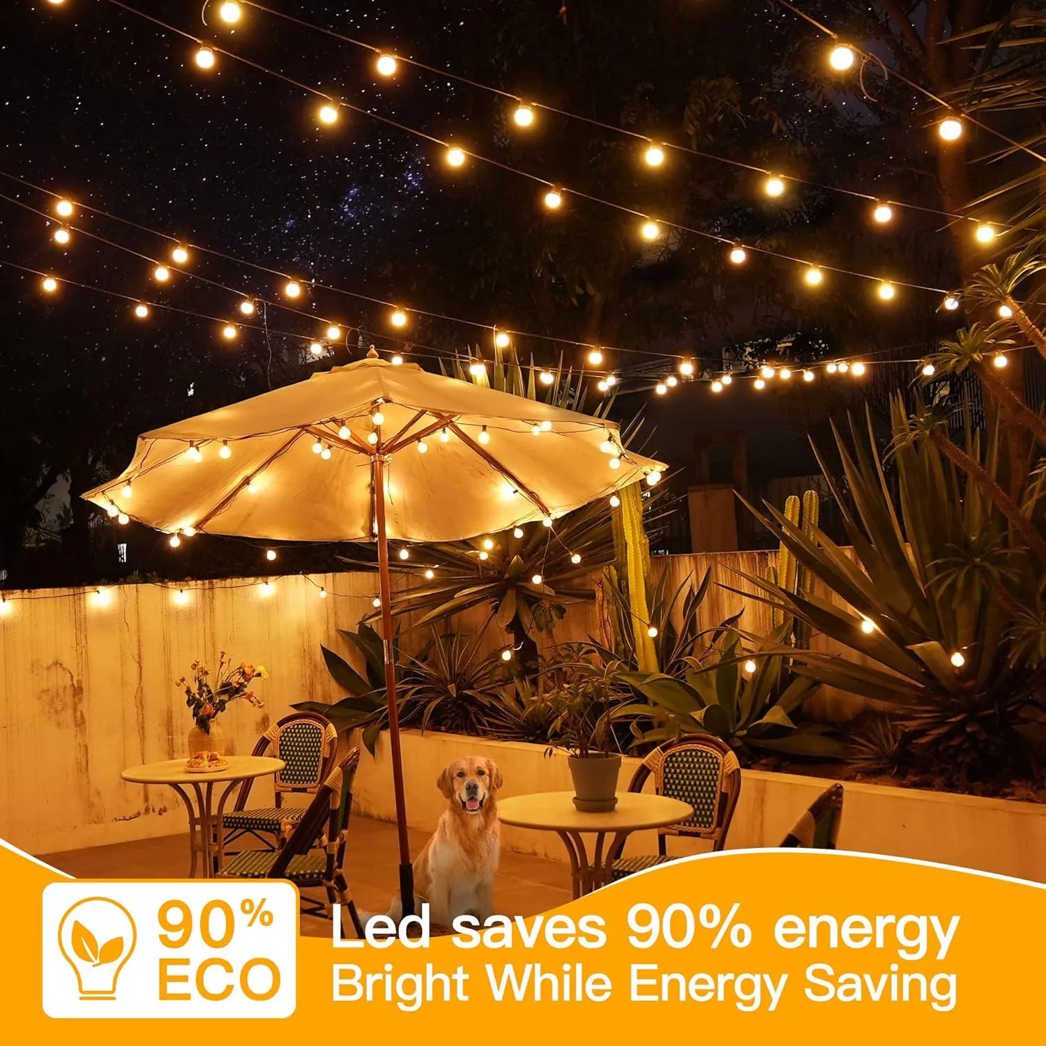 Ollny 50FT Outdoor String Lights, Waterproof Connectable Shatterproof Outside Light with 25 Edison   2 Spare LED Bulbs Plug in, Patio Lights for Indoor Balcony Porch Camping Deck