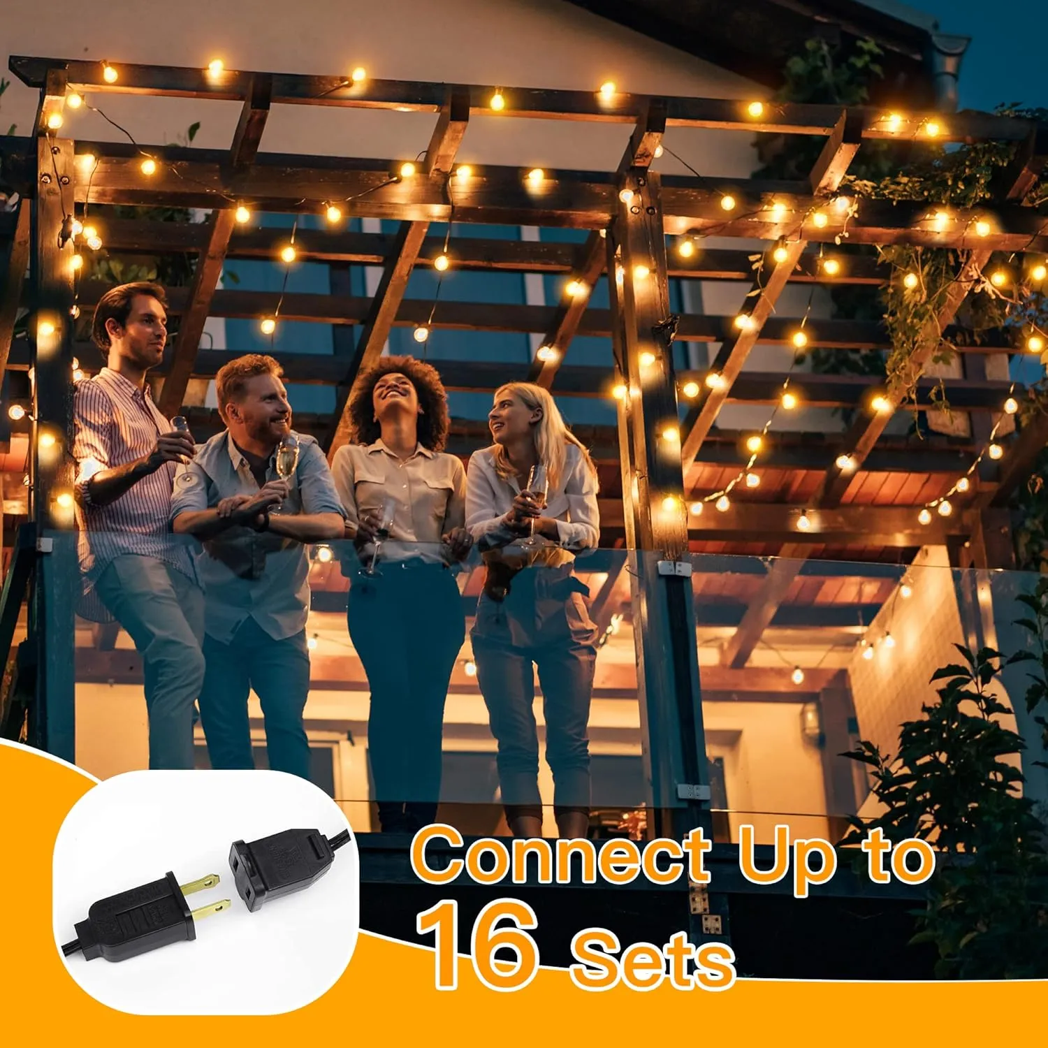 Ollny 50FT Outdoor String Lights, Waterproof Connectable Shatterproof Outside Light with 25 Edison   2 Spare LED Bulbs Plug in, Patio Lights for Indoor Balcony Porch Camping Deck