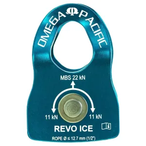 Omega Pacific Revo Ice Prusik Minding Micro Pulley | Lightweight Aircraft Aluminum & Stainless Steel | 1.8oz Design | Crevasse Rescue & Load Hauling Gear | Blue