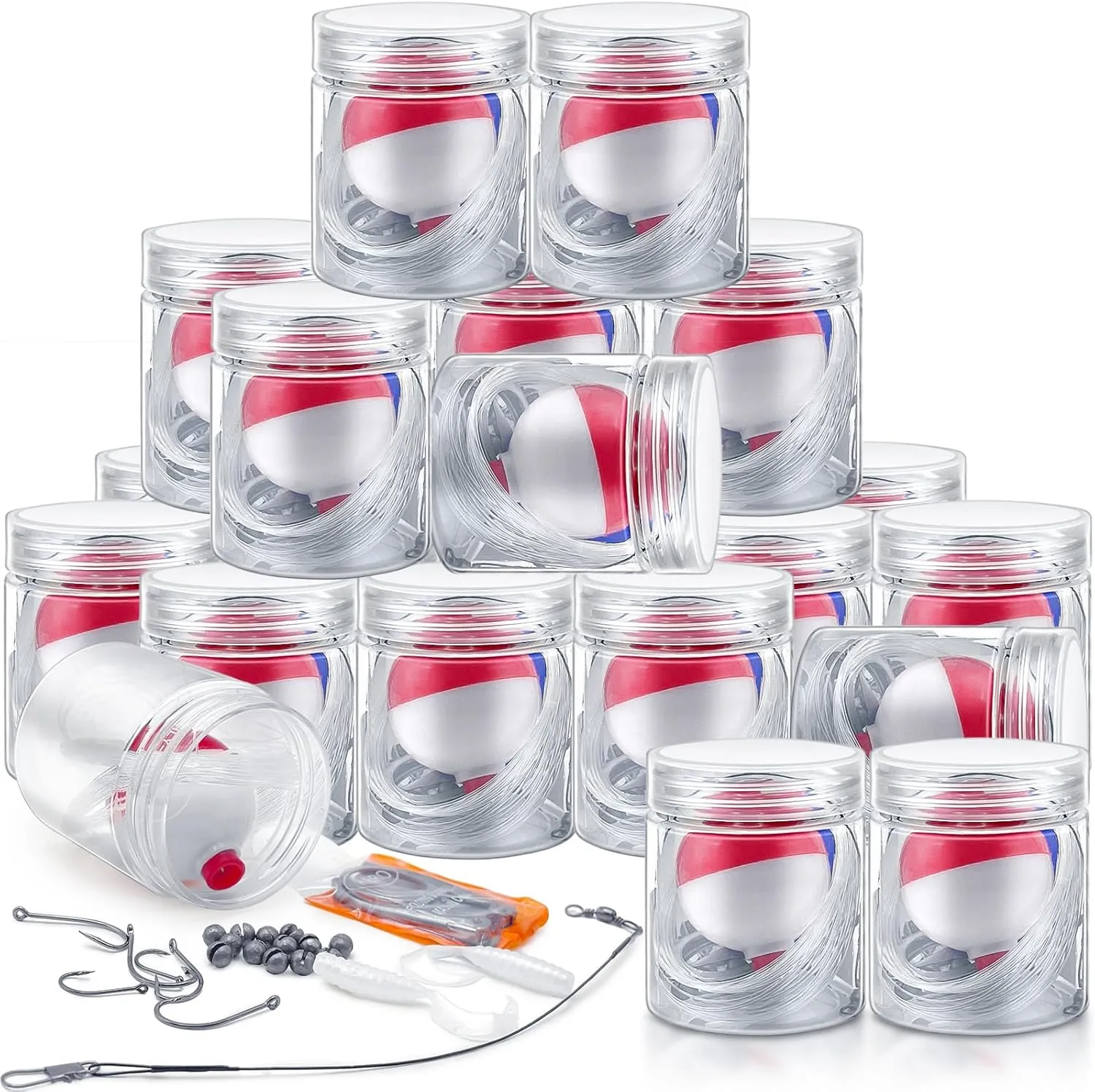 Operation Mini Fishing Kits Bulk for Christmas Child Shoebox Gift Emergency Fishing Survival Kit Small Fishing Kit with Jar Fishing Accessories Fishing Gear for Beginner Stocking Stuffer Gift
