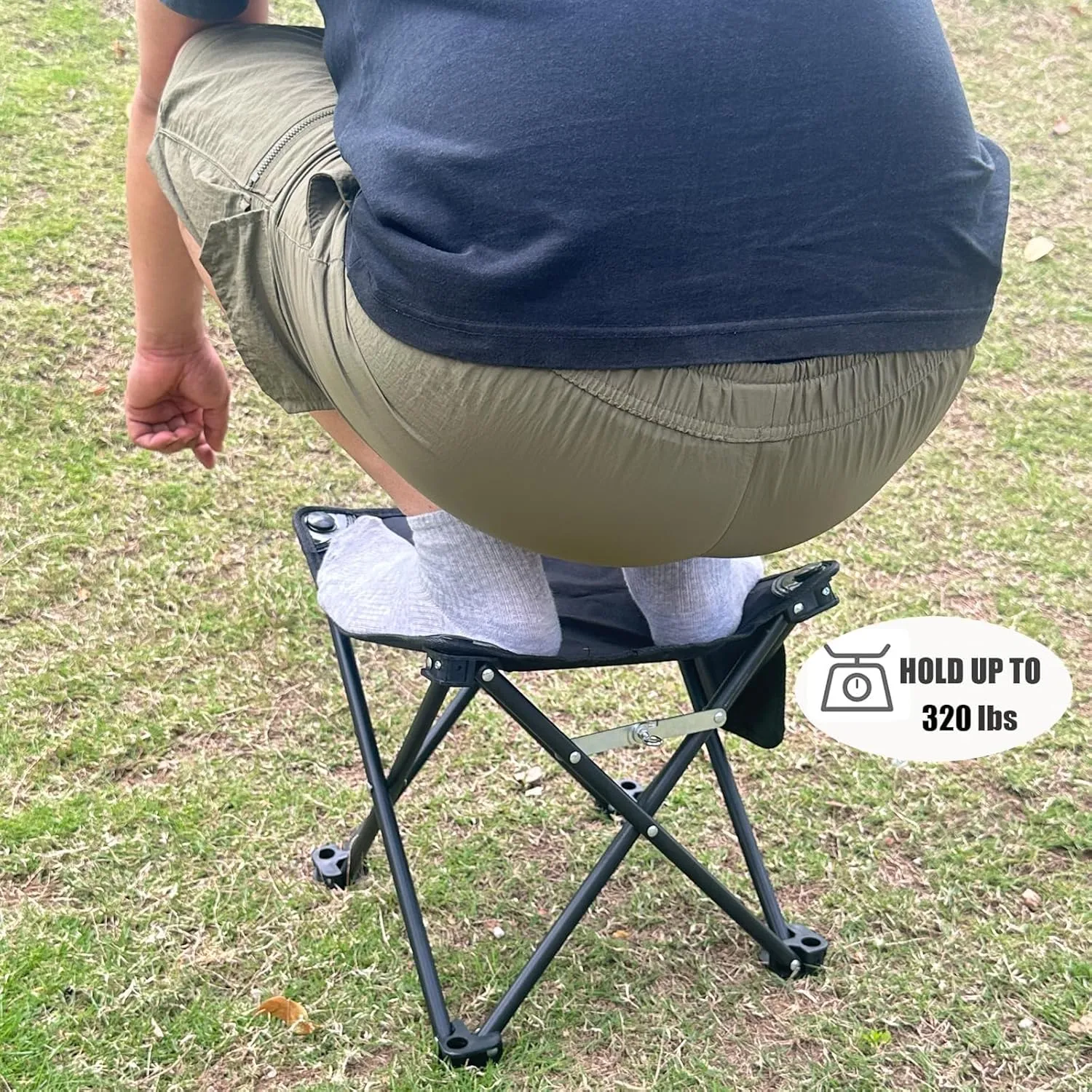 Opliy Camping Stool Upgrade Foot Stool for Camping Fishing Hiking Gardening and Beach, Camping Seat with Carry Bag (Black)