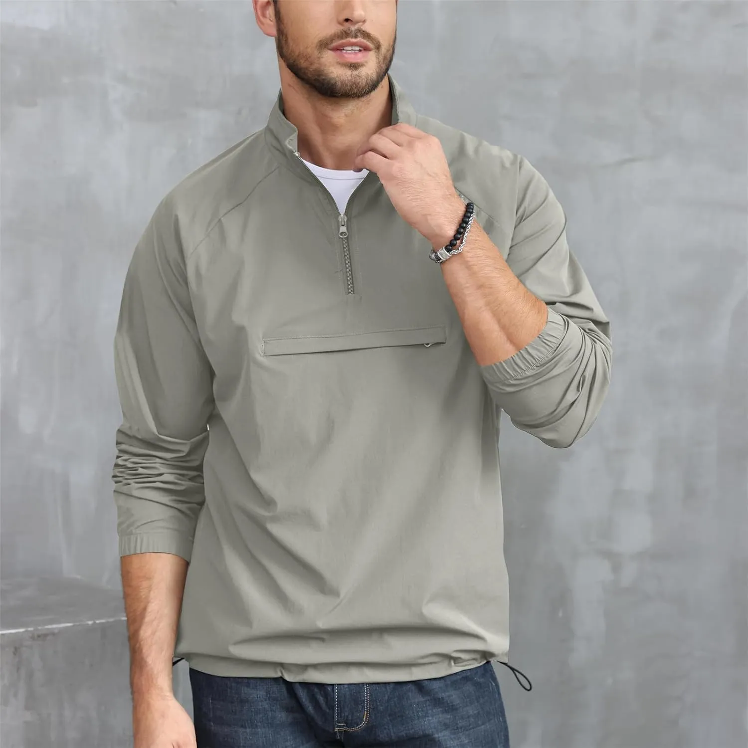 Opomelo Men's Athletic Quarter Zip Pullover Golf Hiking Running Lightweight Jacket Workout Sweatshirt With Pocket