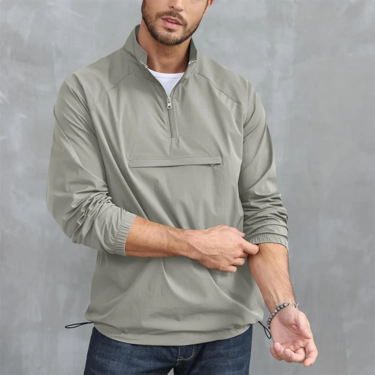 Opomelo Men's Athletic Quarter Zip Pullover Golf Hiking Running Lightweight Jacket Workout Sweatshirt With Pocket