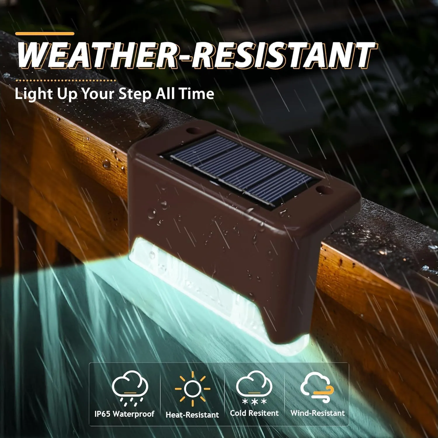 Otdair Solar Deck Lights, 16 RGB Solar Step Lights Waterproof LED Stair Lights, Outdoor for Deck, Step, Stairs, Yard, Patio, and Pathway (Color Changing)