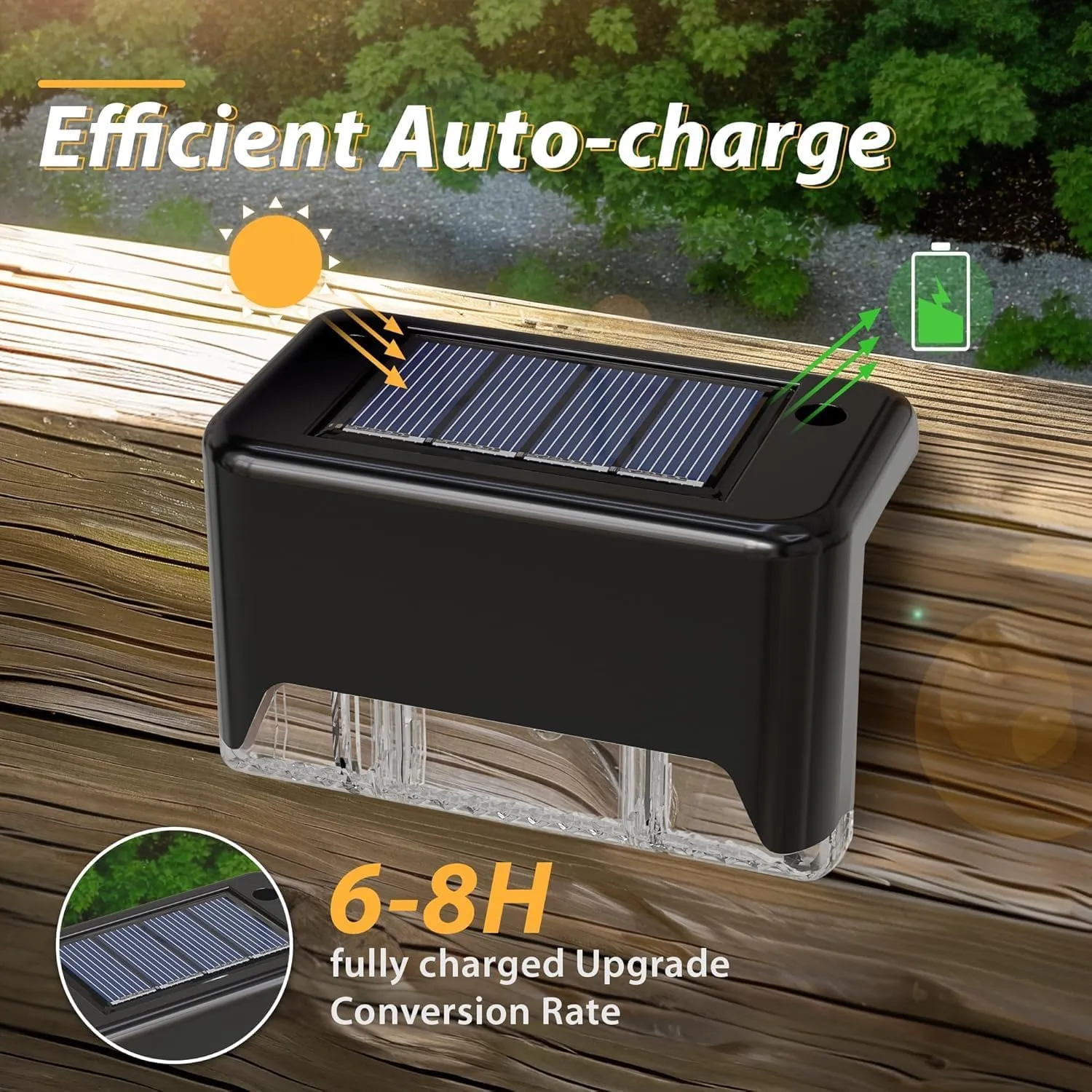Otdair Solar Deck Lights, 16 Solar Step Lights Waterproof LED Solar Stair Lights, Outdoor Solar Fence Lights for Deck, Stairs, Step, Yard, Patio, and Pathway (Warm White), Black