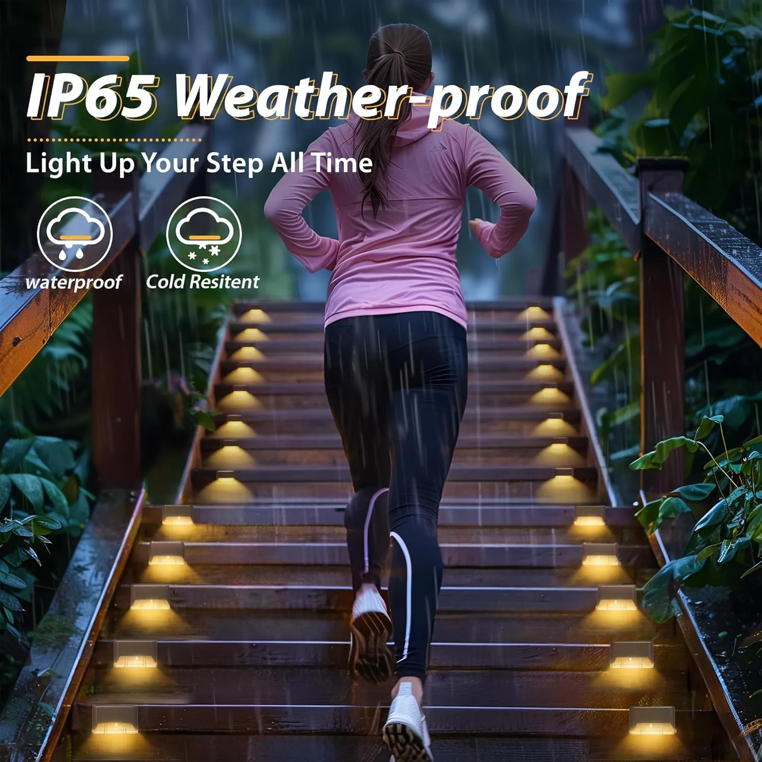 Otdair Solar Deck Lights - 16 Waterproof LED Step Lights for Deck, Stairs, Yard, Patio, and Pathway (Warm White)