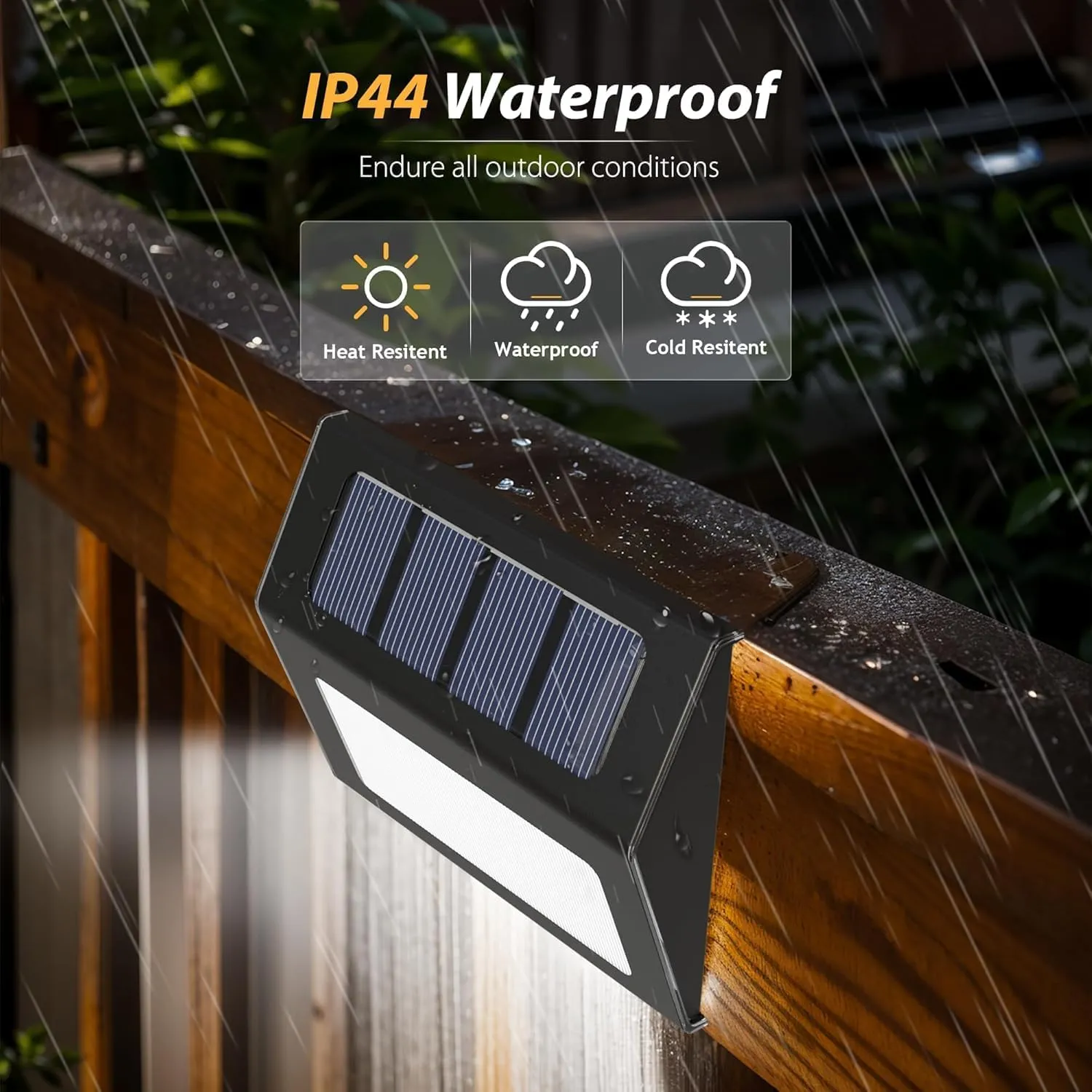 Otdair Solar Lights Outdoor Waterproof, Solar Fence Lights Auto On/Off, Bright LED Outdoor Lighting for Fence, Patio, Deck, Garden, Pathway