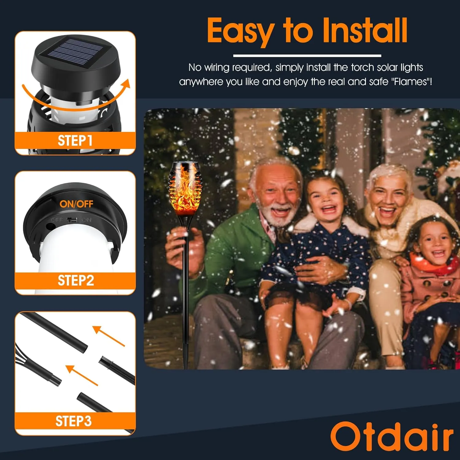 Otdair Solar Outdoor Lights, 8 Pack 12LED Solar Tiki Torches with Flickering Flame, IP65 Waterproof Mini Torch Lights Auto On/Off for Garden, Patio, Yard, Pathway