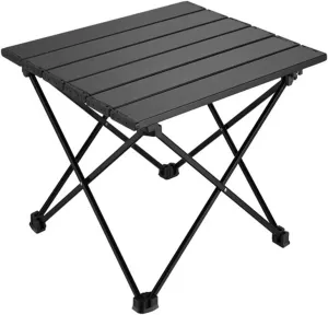Outdoor aluminum alloy folding table aluminum portable roller shutter table with large capacity storage bag outdoor mini folding table with frosted technology suitable for camping exploring etc. ( Col