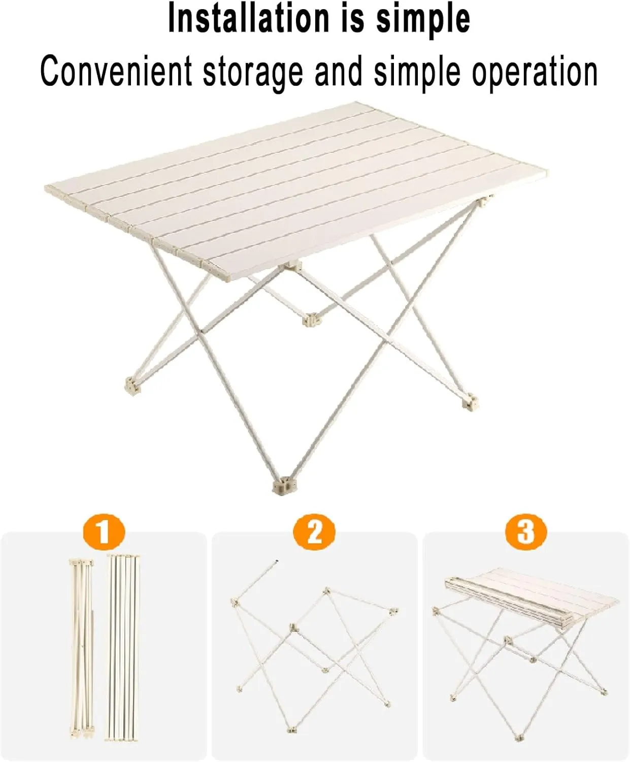 Outdoor aluminum alloy folding table aluminum portable roller shutter table with large capacity storage bag outdoor mini folding table with frosted technology suitable for camping exploring etc. ( Col