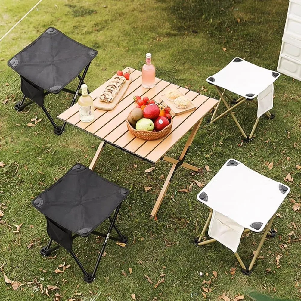 Outdoor Camping Stool 13 Inch Portable Folding Stool Compact Lightweight Foldable Fishing Stool Chair with Carry Bag for Walking Travel Hiking BBQ Fishing Beach(Black,30cm/12in)