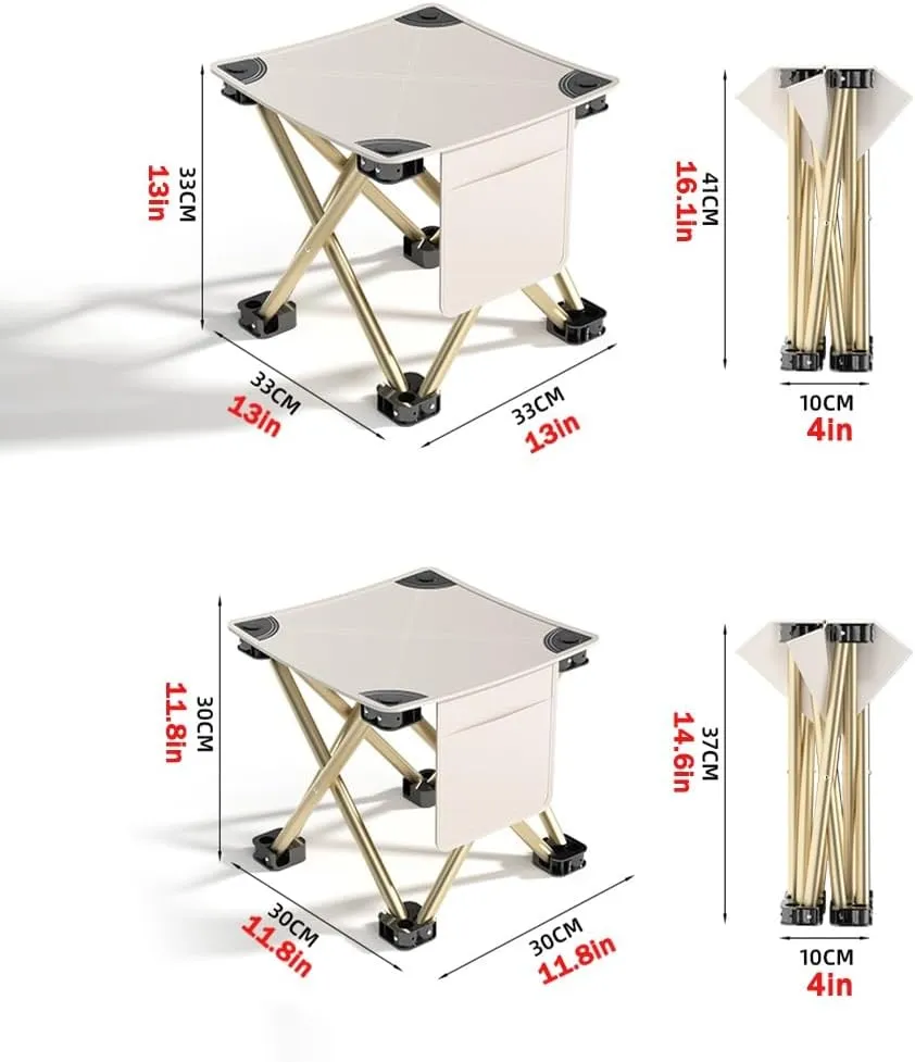 Outdoor Camping Stool 13 Inch Portable Folding Stool Compact Lightweight Foldable Fishing Stool Chair with Carry Bag for Walking Travel Hiking BBQ Fishing Beach(Black,30cm/12in)