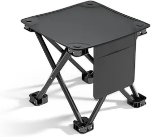 Outdoor Camping Stool 13 Inch Portable Folding Stool Compact Lightweight Foldable Fishing Stool Chair with Carry Bag for Walking Travel Hiking BBQ Fishing Beach(Black,30cm/12in)