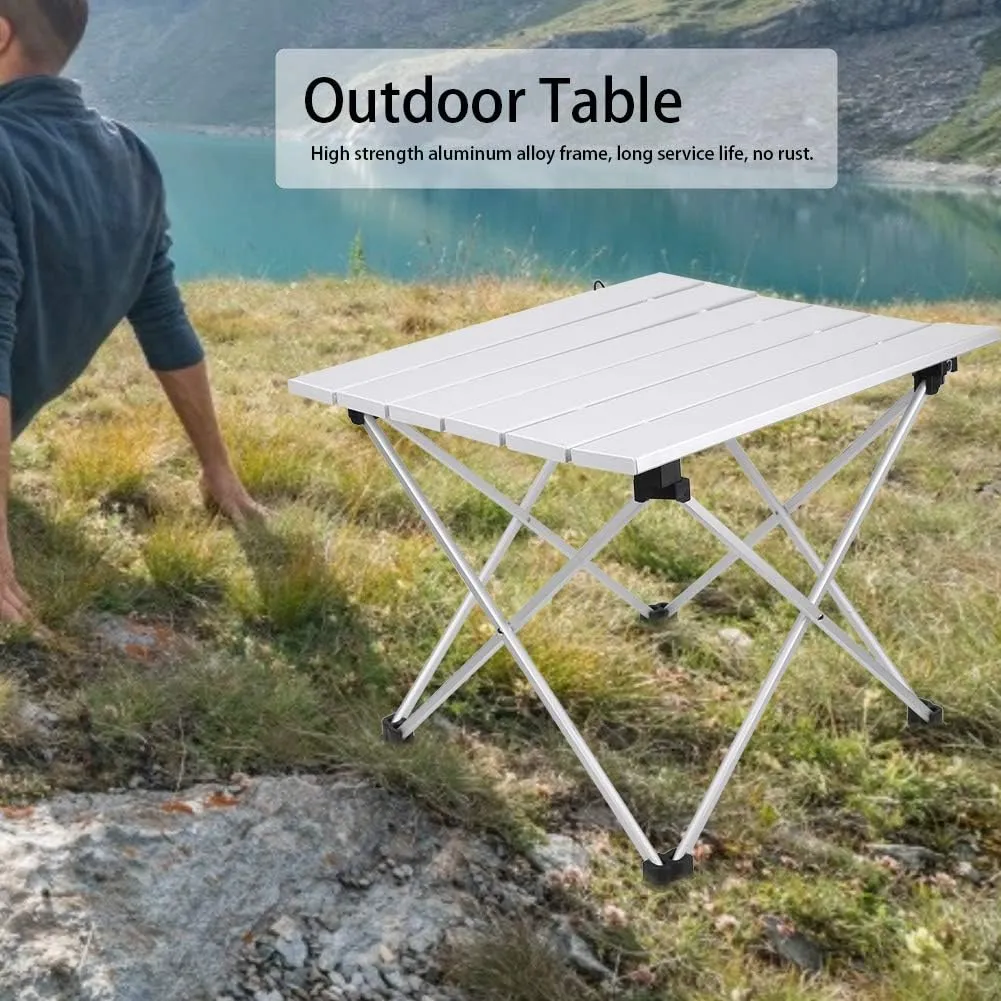 Outdoor Foldable Table, Lightweight Aluminum Alloy Desk for Camping,Hiking,Picnics, Portable and Sturdy Folding Table for Outdoor Activities, Versatile Outdoor Table(White)