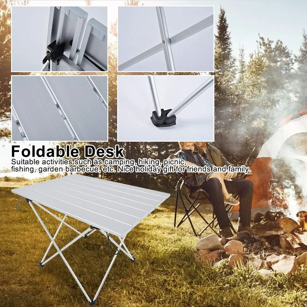 Outdoor Foldable Table, Lightweight Aluminum Alloy Desk for Camping,Hiking,Picnics, Portable and Sturdy Folding Table for Outdoor Activities, Versatile Outdoor Table(White)