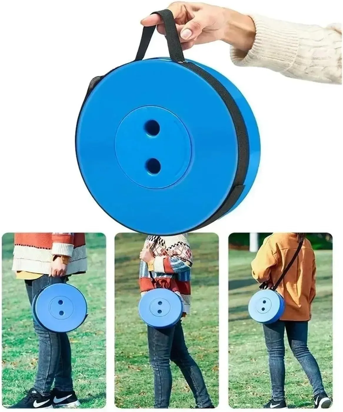 Outdoor Folding Stool Folding Stool Duty Collapsible Telescoping Stool with Load Capacity 400lbs, Portable Retractable Stool Camping Fishing Small Folding Stool(Blue)