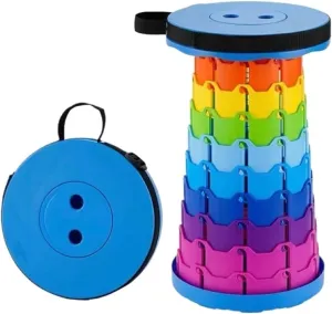 Outdoor Folding Stool Folding Stool Duty Collapsible Telescoping Stool with Load Capacity 400lbs, Portable Retractable Stool Camping Fishing Small Folding Stool(Blue)