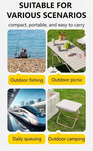 Outdoor Folding Stool Lightweight Foldable Chairs for Outside Waterproof Camping Stool Portable Seating Durable Comfortable Breathable Easy to Carry Perfect for Queuing Hiking and Picnics