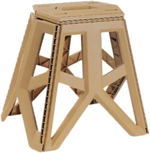 Outdoor Folding Stool, Multifunctional Folding Table Grid Table Stool Side Hanging Table Portable Iron Storage Rack for Camping Fishing BBQ(Khaki,Stool)