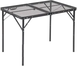 Outdoor Mobile Kitchen Iron Mesh Table, Portable Folding Camping Aluminum Alloy Picnic Barbecue Table Self-Driving Equipment Kitchen Console,C
