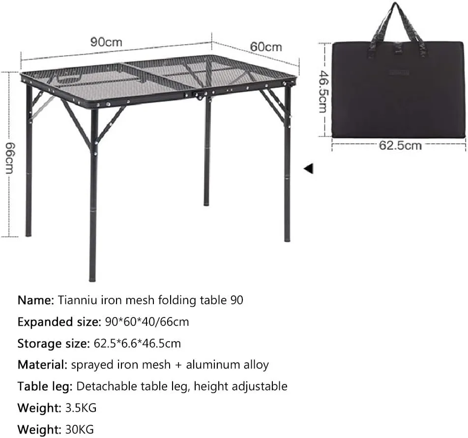 Outdoor Mobile Kitchen Iron Mesh Table, Portable Folding Camping Aluminum Alloy Picnic Barbecue Table Self-Driving Equipment Kitchen Console,C