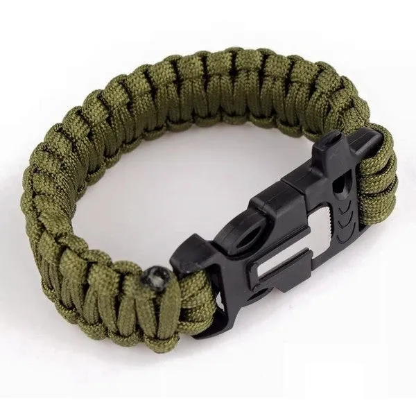 Outdoor Paracord & Flint Fire Starter & Whistle