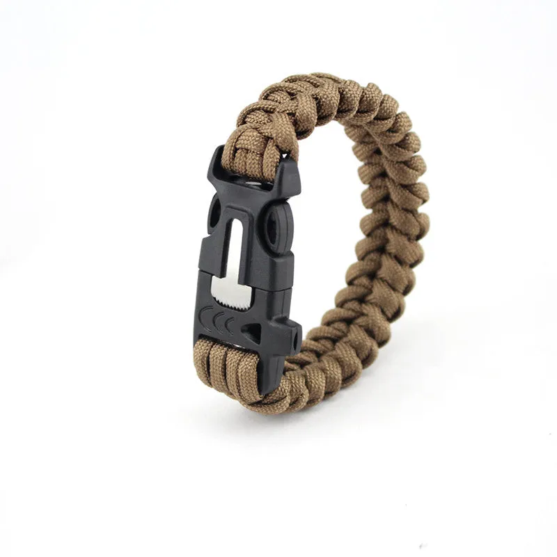 Outdoor Paracord & Flint Fire Starter & Whistle