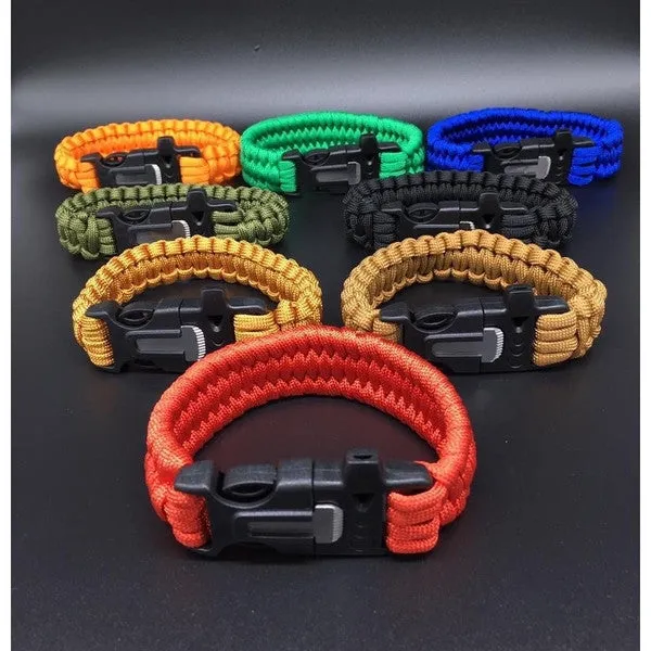 Outdoor Paracord & Flint Fire Starter & Whistle
