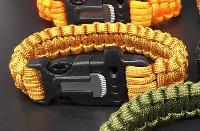 Outdoor Paracord & Flint Fire Starter & Whistle
