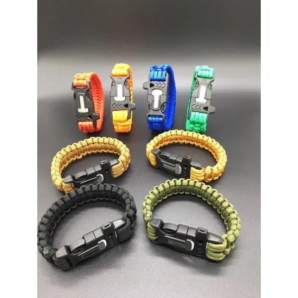 Outdoor Paracord & Flint Fire Starter & Whistle